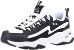 Skechers Damen D'lites 4.0 Sneaker, Black Leather White Mesh Trim, 38 EU