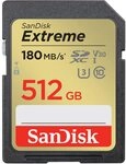 SanDisk Extreme SDXC UHS-I Speicherkarte 512 GB (V30, 180 MB/s Übertragung, U3, 4K SanDisk Extreme SDXC UHS-I Speicherkarte 512 GB (V30, 180 MB/s Übertragung, U3, 4K