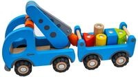 goki 55875 - Kranwagen mit Magnetanh&auml;nger, Vielseitiges Holzspielzeug,...