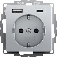 Gira 245926 SchukoSteckdose USB-Anschluss Shutter Ber&uuml;hrungsschutz 2-fach Typ