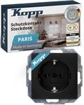 Kopp PARIS Schutzkontaktsteckdose in Matt-Schwarz - Hochwertige 1-fach