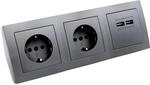 McPower Steckdosenblock Unterbausteckdosen | FLAIR | 2-fach Steckdose + 2x USB-A,