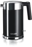 GRAEF Edelstahl Wasserkocher WK62 Schwarz mit 1,5 Liter Fassungsverm&ouml;gen, Kalkfilter