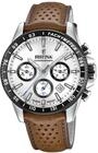 Festina Herren Uhr Analog mit Braunem Lederarmband - Quarzwerk - Chronograph -