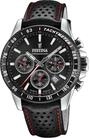 Festina Herren Uhr Analog mit Schwarzem Lederarmband - Quarzwerk - Chronograph -