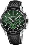 Festina Herren Uhr Analog mit Schwarzem Lederarmband - Quarzwerk - Chronograph -