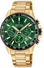 Festina Herren Uhr Analog aus Edelstahl 316L Goldfarben - Quarzwerk - Chronograph -