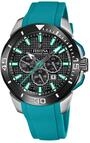 Festina Herren Uhr Analog mit Gr&uuml;nem Kautschukarmband - Quarzwerk - Chronograph -
