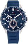 Tommy Hilfiger Multi Zifferblatt Quarz Uhr f&uuml;r Herren mit Blaues Silikonarmband -