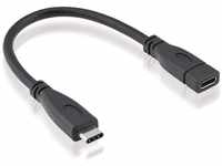 ROLINE USB 3.2 Gen 2 Typ C Kabelverlängerung, C-C, ST/BU, schwarz, 0,15 m