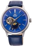 Orient Automatik Herren Armbanduhr aus Edelstahl und Leder in der Farbe Silber-Blau