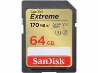 SanDisk Extreme SDXC UHS-I Speicherkarte 64 GB (V30, 170 MB/s Übertragung, U3,...