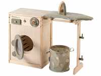 howa Kinderwaschmaschine aus Holz Waschmaschine für Kinder mit Wäscheleine,