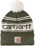 Carhartt Herren Knit pom Cuffed Logo Beanie-M&uuml;tze, Lebensbaum, Einheitsgr&ouml;&szlig;e