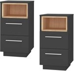 Vicco Nachttisch Beatrice, Anthrazit, 2er Set, zur platzsparenden Ablage von
