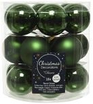 Decoris Weihnachtskugeln Glas 4cm x 18 St&uuml;ck kleine Christbaumkugeln piniengr&uuml;n