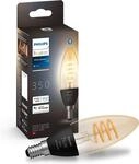 Philips Hue White Ambiance Filament, E14 Kerzenform LED Lampe, dimmbar, 350lm,...