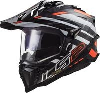 LS2, Motocross Helm EXPLORER CARBON EDGE Black Orange White, M