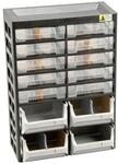 Allit 458140 Kleinteiledepot, schwarz, gelb, 10 Sch&uuml;be, 4 Boxen, 7 Trenner