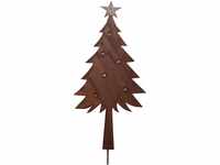 UNUS Gartenstecker Weihnachtsbaum mit Stern, Metallstecker aus Edelrost, Gartendeko