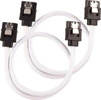 Corsair CC-8900249 Premium Sleeved SATA 3 Kabel 6 GBps, Wei&szlig;, 30 cm