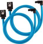 Corsair Premium Sleeved SATA 3 Kabel gewinkelt / gerade (6Gbps, 60 cm 90&deg;) Blau