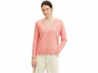 TOM TAILOR Denim Damen Basic Pullover mit V-Ausschnitt 1033309, 30562 - Peach Pink