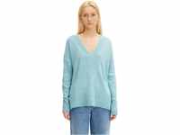 TOM TAILOR Denim Damen Basic Pullover mit V-Ausschnitt 1033309, 30564 - Reef Blue