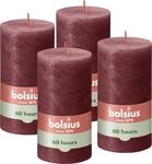 Bolsius Rustik Stumpenkerzen - Bordeauxrot - 4 St&uuml;ck - 13 x 7 cm - Dekorative