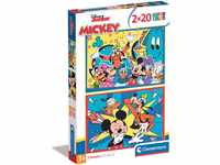 Clementoni 24791 2 x 20 Stück Supercolor Disney Mickey-2 20 Teile-Puzzle Für Kinder