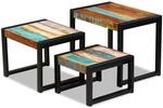 vidaXL 3X Beistelltisch Recyceltes Massivholz Couchtisch Satztisch Wohnzimmer