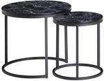 Wohnling Beistelltisch 2er Set Rund 50x50x45 cm Schwarz Marmor-Optik | 2...