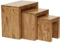 Wohnling Satztisch 3er Set 45x30x50 cm Akazie Massivholz Dunkelbraun | 3