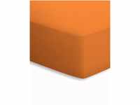 schlafgut Mako-Jersey Basic Spannbetttuch, Baumwolle, orange, 200 x 150 cm