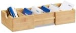 Relaxdays Karteikasten DIN-A8 Bambus, Visitenkarten Organizer, natur
