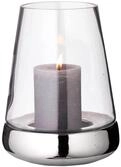 EDZARD Windlicht Kerzenglas Bora, 2-teilig, Keramik vernickelt und Glas, H&ouml;he 28 cm,