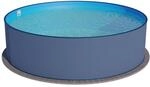 Stahlwandpool rund 300x120cm, Stahl 0,4mm anthrazit, Folie 0,4mm blau, Einh&auml;ngebiese