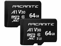ARCANITE 2 Stücke 64 GB microSDXC Speicherkarte - A1, UHS-I U3, V30, 4K, C10,