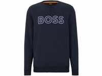 BOSS Herren Welogocrewx Relaxed-Fit Sweatshirt mit kontrastfarbenem Logo Dunkelblau
