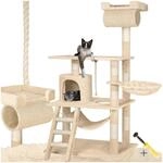 tectake Kratzbaum f&uuml;r Katzen mit Katzen H&auml;ngematte, Liegemulde, H&ouml;hle, Treppe,