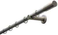 Gardinia 5830 Gardinenstangen Set 1-Lauf Zylinder &Oslash; 20 mm Edelstahl-Optik 120...