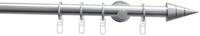 Gardinia 5815 Gardinenstangen Set Kegel 1-Lauf &Oslash; 20 mm Edelstahl-Optik 120 cm,