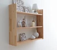 TiCAA Wandregal, H&auml;ngeregal Buche Massivholz Natur, B&uuml;cherregal 20 cm Tief,