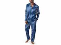 Schiesser Herren Pyjama Lang Pyjamaset, blau, 56