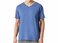 Schiesser Herren T-Shirt V-Ausschnitt Pyjamaoberteil, Jeansblau, 48