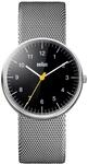 Braun Mens 3-Hand Analogue Quartz Watch, Black Dial and Steel Milanese Mesh Strap,