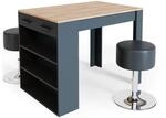 Vicco Esstisch-Set Repose, Anthrazit/Goldkraft Eiche, 67 x 100 cm mit 2 Hockern,