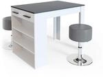 Vicco Esstisch-Set Repose, Anthrazit/Wei&szlig;, 67 x 100 cm mit 2 Hockern, geeignet als
