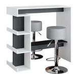 Vicco Bartisch-Set Dana, Wei&szlig;, 108 x 50 cm mit 2 Barhockern, mit offenen Ablagen zur