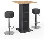 Vicco Bartisch-Set Rodeo, Anthrazit, 70 x 70 cm mit 2 Barhockern, als Stehtisch